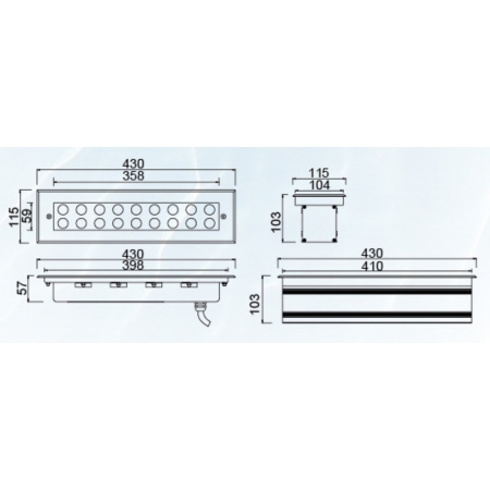 Reflektor liniowy  PXYH- XT007 9 / 18 Watt dowolny kolor+ RGB IP68 stal nierdz.